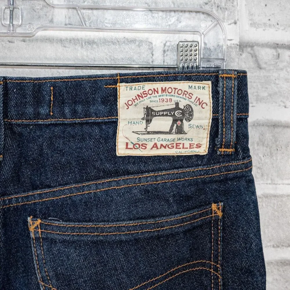 Johnson Motors Inc Men's Regid Denim Jeans indigo blue button fly sz 32x32